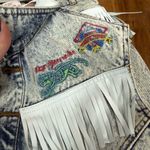 Vintage 80s Acid Wash Denim Fringe Vest & Skirt Set Western Deadstock Punk EUC Blue Size M Photo 5