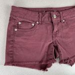 American Eagle Maroon Frayed Hem Shorts Photo 3