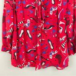Anthropologie  Maeve Rory Tie-Neck Blouse Heels Print 3/4 Sleeves Button Up‎ 16W Photo 7