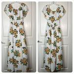 Jessica London  Sz 14 W Flounce Maxi Dress Floral White Yellow Sleeveless Photo 11