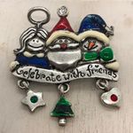 Christmas Brooch Snowman Santa Claus Angel Silver Photo 0