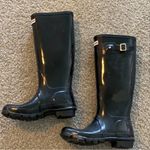 Hunter Black Winter Rain Boots High Shine Waterproof Photo 2