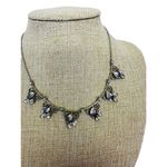 Vintage Krementz Silver Tone Crystal Leaf Flowers Wedding Bridal 15" Necklace‎ Photo 2