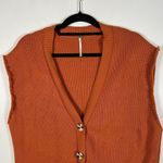 Free People  Oakleigh Ribbed Sweater Vest‎ Womens Sz S Cardigan Burnt Orange Boho Photo 2