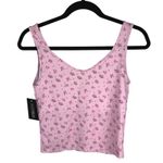 NWT KATIEJ NYC Ditsy Rose Kelsey Tank Top Pink Floral Crop Size Small Scoop Neck Photo 1