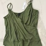 J.Crew NWT Drapey Wrap Front Cami Bodysuit Womens Large Green Minimalist Casual Photo 6