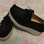 Black suede platform loafers 8 NEW Photo 0