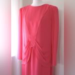 Vintage ‘90s Ursula of Switzerland Coral Rouched Waist Long Sleeve Midi Dress Pink Size 8 Photo 2