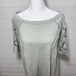 Free People Shine Me Out Top Embellished Sleeve Pullover Open Back Large L NEW Photo 5