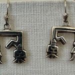 Vintage Florence Johnson Navajo Sterling Silver Rainbow man Yei Dancer Earrings Photo 0