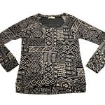 Nabee Tribal Print Open Knit Back Top Size Small Edgy Punk 90s Y2K Casual Tan Photo 0