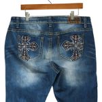 Vtg Zanadi Jeans Womens 18 (36x31.5) Blue Denim Cross Bling Embroidered Y2K Photo 1