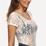 SheIn White Sheer Lace Bodysuit Stretchy Onesie Lingerie Photo 1