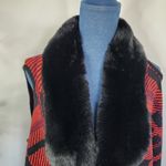 Northern Angel Black Red Vest Cape with Faux Fur and Fringe NWT Size undefined Photo 2