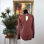 Mystree  Maroon Geometric Trim Top long sleeve pullover minimalist Boho Y2K Photo 2