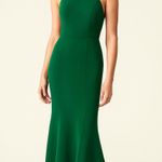 Amsale Solid Green Halter Button Neck Floor Length Gown Formal Dress Prom Hoco 4 Photo 0
