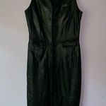 Ralph Lauren  Size 8 Genuine Leather Dress Black Midi Sheath Button Pockets Photo 0