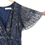 Mac Duggal Sequin Embellished Beaded Faux Wrap Gown Navy Blue Sz 14 NWT 93654 Photo 5