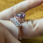 Natural Rose de France Amethyst Sterling Silver Chevron Heart Ring Size 6 Pink Photo 2