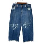 Uniqlo  Women Jeans Size 34 Wide Straight Ankle Star Harajuko Street Edgy Pop Art Photo 1
