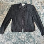 Vintage‎ Silk Beaded Jacket Womens Small Sequin Evening Formal Cocktail STENAY Black Photo 9