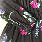 Old Navy Long Sleeve Floral Print Dress Knee Length V-Neck Black Pink Large New Photo 6