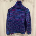 Handmade Beautiful Vintage hand knit blue purple fairy vibes turtleneck sweater Photo 0
