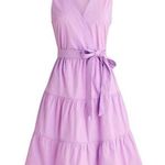 J.Crew  NEW‎ Faux Wrap Sleeveless Tiered Skirt Dress Size 4 in Bright Lilac Photo 0