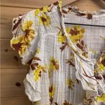 Free People One Size Small Naya Printed Floral Ruffle Sleeve Tie Bottom Hem Yellow Photo 5