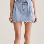 AGOLDE Blue Reworked 90's A-Line Pleated Paperbag Distressed Denim Skirt Size 26 Photo 1