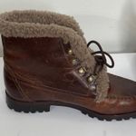 Cole Haan Women Sz 7.5M Brown Ankle Boots Leather Shearling Lined Moc Toe F6422 Photo 3