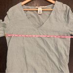 H&M  Green and White Striped V-Neck Blouse Photo 7