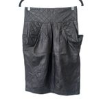 PREEN BY THORNTON BREGAZZI Quilted Leather Skirt Black Small Photo 1