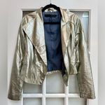 L.A.M.B. Vintage Gwen Stefani Rock Glam Leather Silk Metallic Gold Jacket Size 2 Photo 1