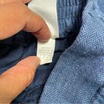 Banana Republic  Linen Blend Wide Leg Cropped Pants Blue Herringbone Size Small Photo 7