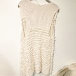Free People Size Medium Cream Shag Fluffy Sleeveless Open Front Vest Photo 4