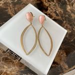 Tear Drop Oval Earrings With Heart Shaped Pink Stone Photo 0