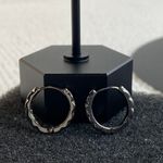 Titanium Steel Small Hoop Earrings for Men Women,Personality Punk Hip Hop Earrings Black Photo 3