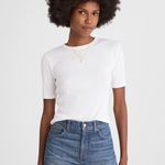 Madewell Regenerative Cotton Ribbed Elbow Sleeve Tee Shirt White Medium NWT Photo 0
