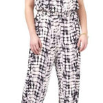 Vince Camuto  Black And‎ White Tie Dye Sleeveless Jumpsuit Size M Photo 0