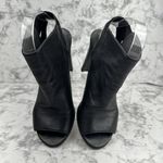 Stuart Weitzman Womens Peep Toe Block Heel Booties Size 8.5 Black Leather Photo 1