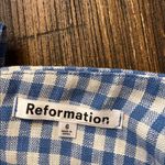 Reformation  Brigitte Linen Dress 6 EUC Blue White Gingham Cottagecore Smocked Photo 4