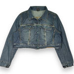 Vintage Y2K Denim Cropped Jacket Womens 14/16 (Large)‎ Blue Photo 0