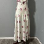 ZARA Sweetheart Neckline Floral Print Satin Effect MIDI Dress Cross Back Sz L Photo 8