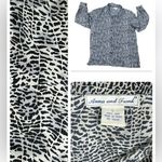 Anna & Frank Vintage 100% SILK Animal Print Long Sleeve Button Down Shirt Large Black Photo 1