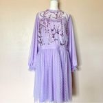 Simplee Apparel Simplee Plus Purple Sequin Polkadot Tulle Mesh Long Sleeve Dress. Photo 0