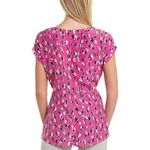 Nic+Zoe Cool Cat Printed V Neck Short Sleeve Blouse Size Large Photo 2