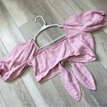 Abercrombie & Fitch Top ultra crop tie front womens Pink Lilac (xsmall) beach Photo 1