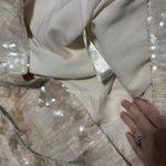 Pilcro Sequin Shirt Womens Large Beige Short Sleeve Button Front Collared Top Photo 6