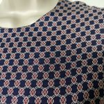 Maison Margiela navy red honeycomb pattern midi long sleeve silk dress sz XS Photo 3